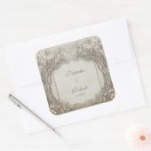 Neutral Sepia Engraved Woodland Tree Arch Wedding スクエアシール (封筒)