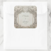 Neutral Sepia Engraved Woodland Tree Arch Wedding スクエアシール (バッグ)