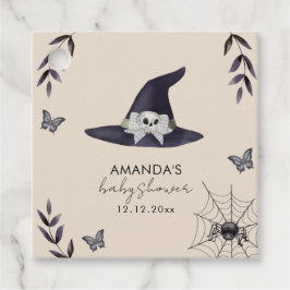 Neutral Simple Little Boo Witch Hat Baby Shower フェイバータグ