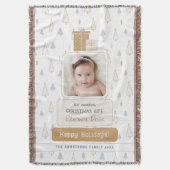 Neutral Soft Baby's 1st Photo Christmas スローブランケット (正面縦)