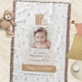 Neutral Soft Baby's 1st Photo Christmas スローブランケット