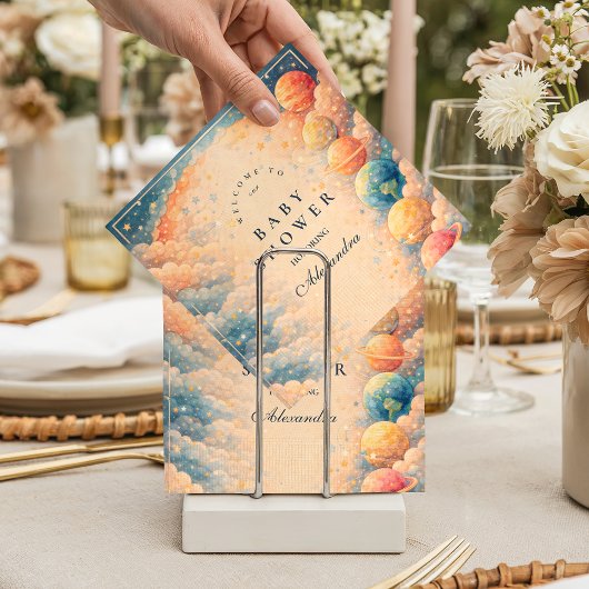 Neutral Space Planets Stars Baby Shower スタンダードカクテルナプキン