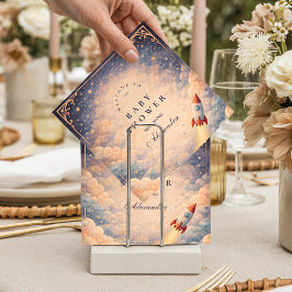 Neutral Space Rocket Stars Baby Shower スタンダードカクテルナプキン