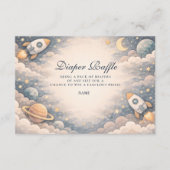 Neutral Space Stars Baby Shower エンクロージャーカード (正面)