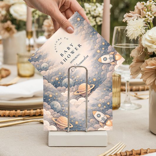 Neutral Space Stars Baby Shower スタンダードカクテルナプキン