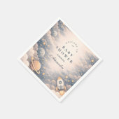 Neutral Space Stars Baby Shower スタンダードカクテルナプキン (角)