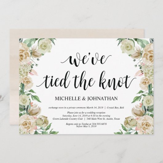 Neutral Spring Elopement Reception invites 招待状 (正面/裏面)