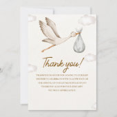 Neutral Stork Baby Shower – Gender Neutral Design サンキューカード (正面)