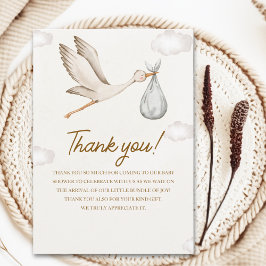 Neutral Stork Baby Shower – Gender Neutral Design サンキューカード