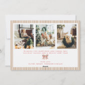 Neutral Stripe Bow Christmas Photo Holiday Card  シーズンカード (裏面)