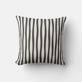Neutral Stripe Dorm Pillow | Gray & Ivory Preppy  クッション