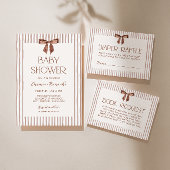 Neutral Striped Bow Books for Baby エンクロージャーカード