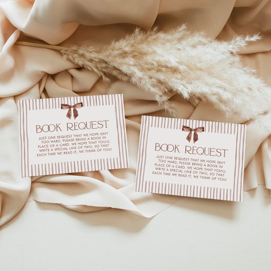 Neutral Striped Bow Books for Baby エンクロージャーカード
