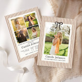 Neutral Striped Graduation Invitation 招待状