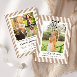 Neutral Striped Graduation Invitation 招待状