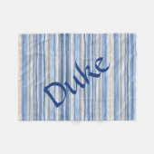 Neutral Striped Pattern Blue Beige Pet Blanket  フリースブランケット (正面(横))