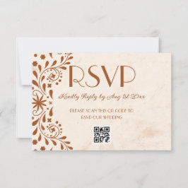 Neutral Talavera Floral Wedding QR code 出欠カード