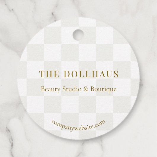 Neutral Tan Checkerboard Boutique Packaging Hang フェイバータグ (裏面)