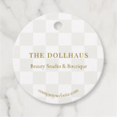 Neutral Tan Checkerboard Boutique Packaging Hang フェイバータグ (正面)