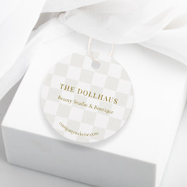 Neutral Tan Checkerboard Boutique Packaging Hang フェイバータグ