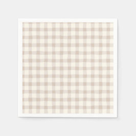 Neutral Tan Gingham  スタンダードカクテルナプキン