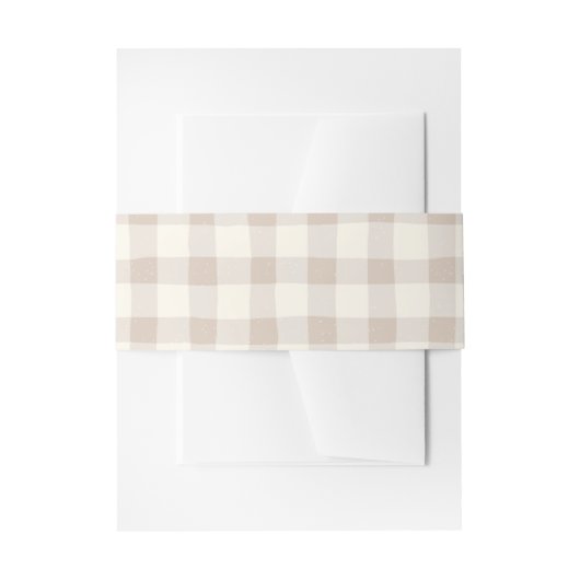 Neutral Tan Gingham 招待状ベリーバンド (正面例)