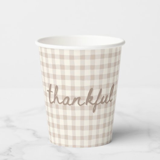 Neutral Tan Gingham  紙コップ (裏面)