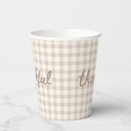 Neutral Tan Gingham 紙コップ (左)