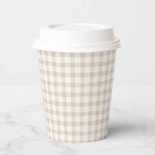 Neutral Tan Gingham  紙コップ (左)
