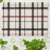 Neutral tartan white black and red キッチンタオル (折り畳み)
