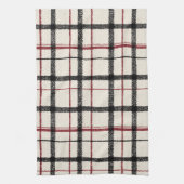 Neutral tartan white black and red キッチンタオル (縦)