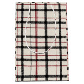 Neutral tartan white black and red ミディアムペーパーバッグ (正面)
