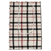 Neutral tartan white black and red ミディアムペーパーバッグ (裏面)