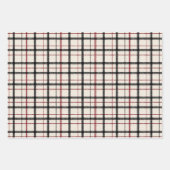 Neutral tartan white black and red ラッピングペーパーシート (正面3)