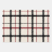 Neutral tartan white black and red ラッピングペーパーシート (正面2)