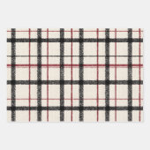 Neutral tartan white black and red ラッピングペーパーシート (正面)