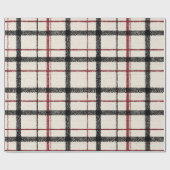Neutral tartan white black and red ラッピングペーパー (フラット)