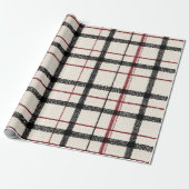 Neutral tartan white black and red ラッピングペーパー (アンロールド)