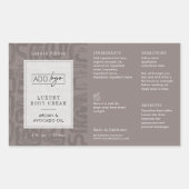 Neutral Taupe Beige Boho Logo 4OZ Cosmetic Bottle 長方形シール (正面)