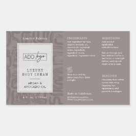 Neutral Taupe Beige Boho Logo 4OZ Cosmetic Bottle 長方形シール