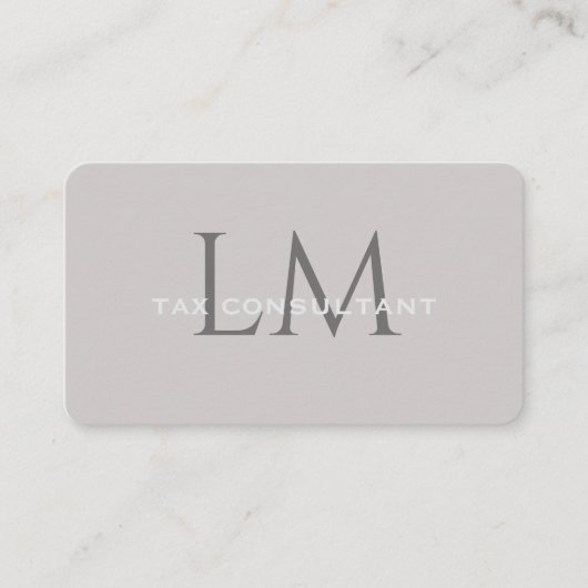 Neutral Taupe Gray Monogram Business Card 名刺 (正面)