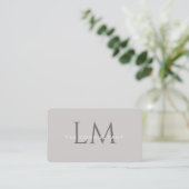 Neutral Taupe Gray Monogram Business Card 名刺 (スタンド正面)