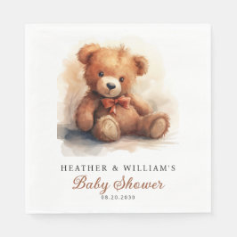 Neutral Teddy Bear Baby Shower  スタンダードランチョンナプキン