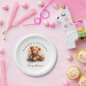 Neutral Teddy Bear Baby Shower ペーパープレート (パーティー)