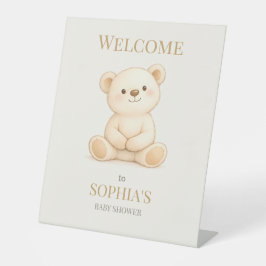 Neutral Teddy Bear Baby Shower 台座サイン