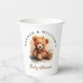 Neutral Teddy Bear Baby Shower 紙コップ (正面)