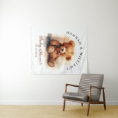Neutral Teddy Bear Baby Shower Backdrop タペストリー (インサイチュ(横))