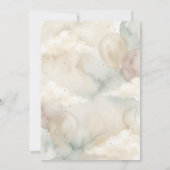 Neutral Teddy Bear Baby Shower flower Green 招待状 (裏面)