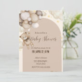 Neutral Teddy Bear Baby Shower Invitation  招待状 (スタンド正面)