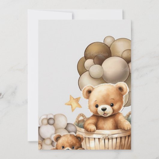 Neutral Teddy Bear Baby Shower Invitation 招待状 (裏面)